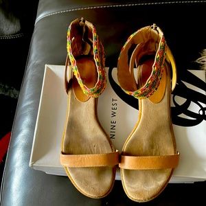 Nine West Sandal Multicolored Beaded Ankle Strap